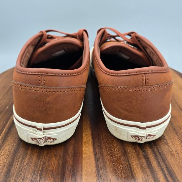 Vans Atwood Shoes Mens 9.5 Brown Leather Low Top Lace Up Athletic Sneakers